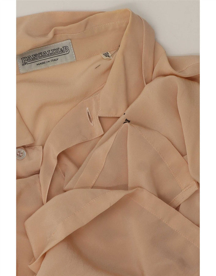 Camisa masculina de manga curta Pancaldi & B tamanho 15 1/2 39 bege médio