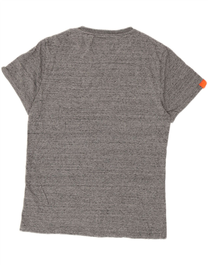 Camiseta masculina Superdry Top grande algodão manchado cinza