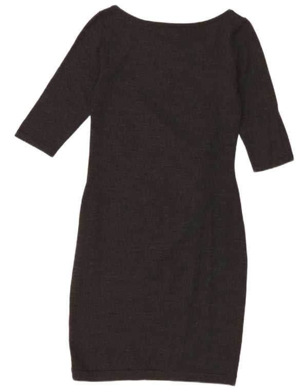 Vestido jumper feminino de manga curta Phase Eight Reino Unido 10 pequeno cinza lã merino