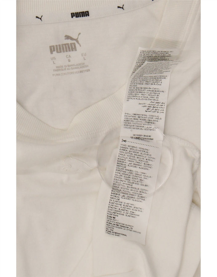 PUMA Womens Crop T-Shirt Top UK 16 Large White Cotton Vintage Puma and Second-Hand Puma from Messina Hembry 