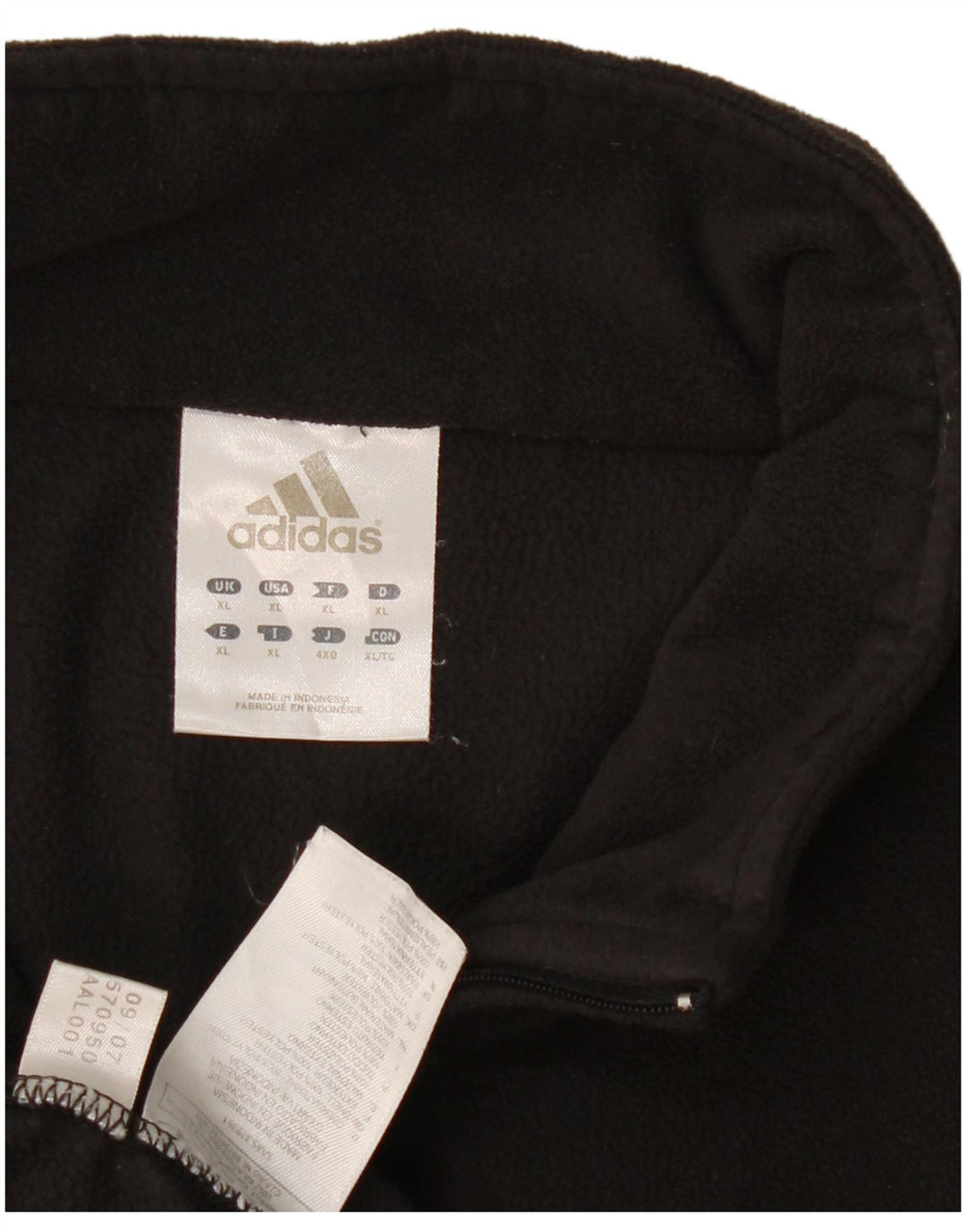 Adidas Mens Zip Neck Fleece Jumper XL Preto Poliéster