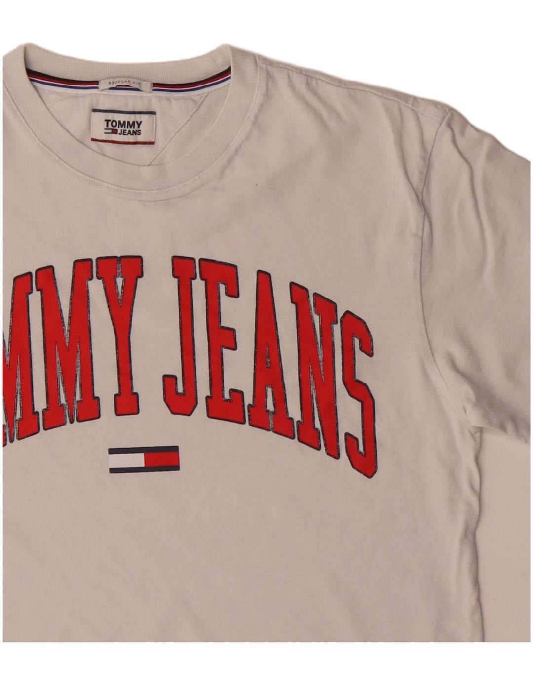 Camiseta masculina Tommy Hilfiger Regular Fit gráfica top médio algodão branco