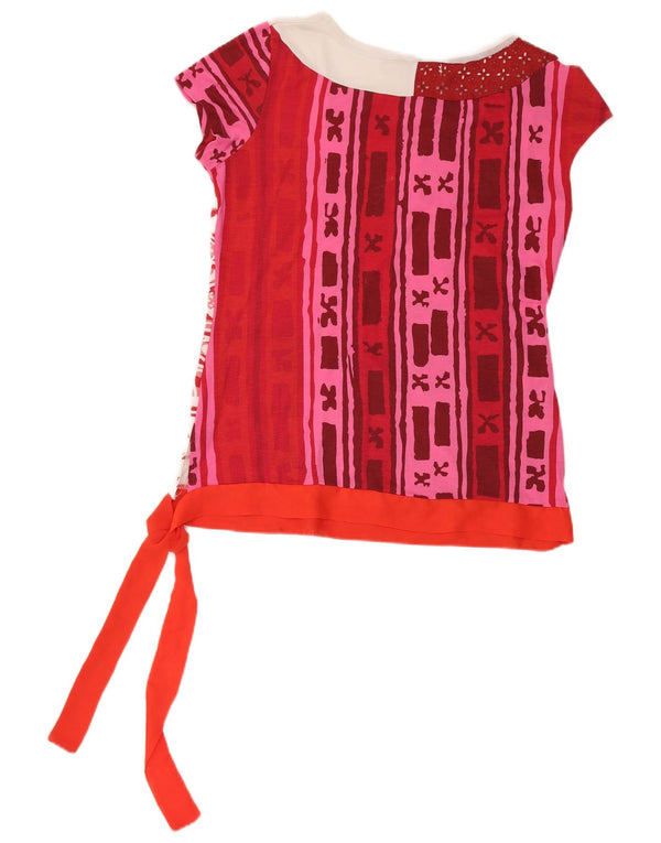 Desigual Camiseta feminina gráfica Top UK 18 XL Viscose vermelha