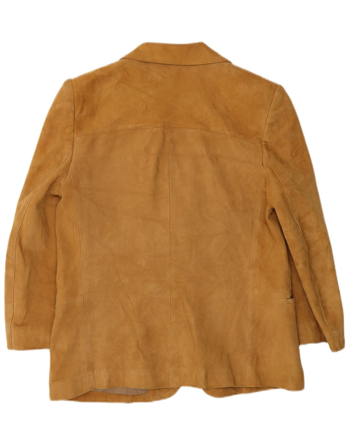 Monpel Jaqueta blazer feminina de camurça com 2 botões IT 48 XL couro bege