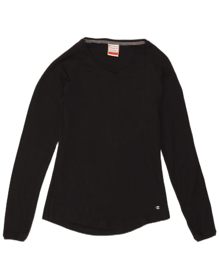 CHAMPION Top feminino Heritage Fit manga comprida Reino Unido 14 grande preto