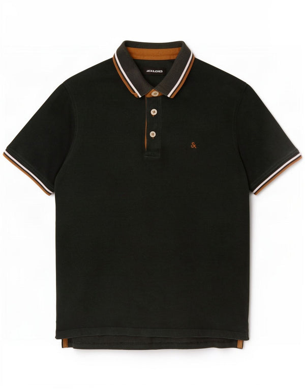 Camisa polo masculina Jack & Jones pequena de algodão verde