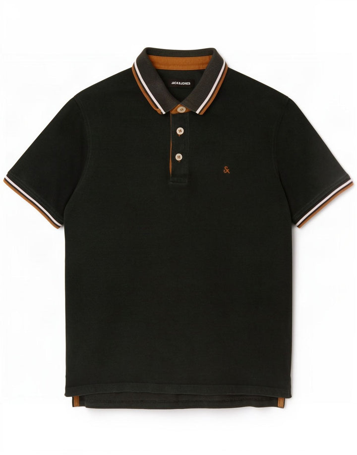 Camisa polo masculina Jack & Jones pequena de algodão verde