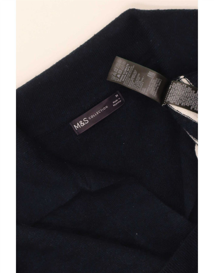 Suéter feminino Marks & Spencer com gola polo e gola polo Reino Unido 14 médio azul marinho