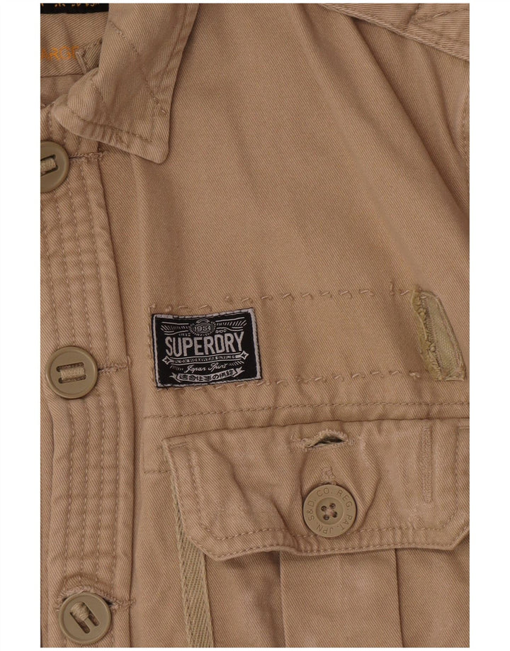 Camisa militar masculina Superdry grande algodão bege