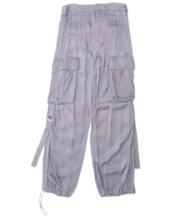 Calça cargo reta feminina ZARA XS W24 L30 azul viscose