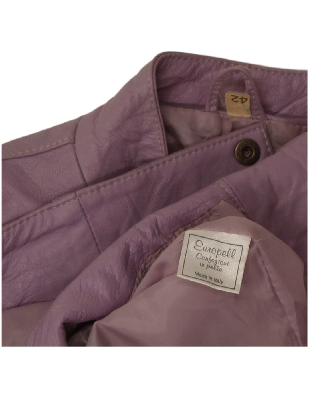 Jaqueta de couro bomber feminina vintage IT 42 couro roxo médio