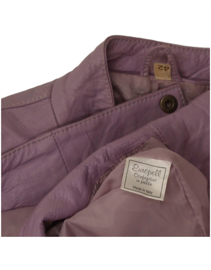 Jaqueta de couro bomber feminina vintage IT 42 couro roxo médio