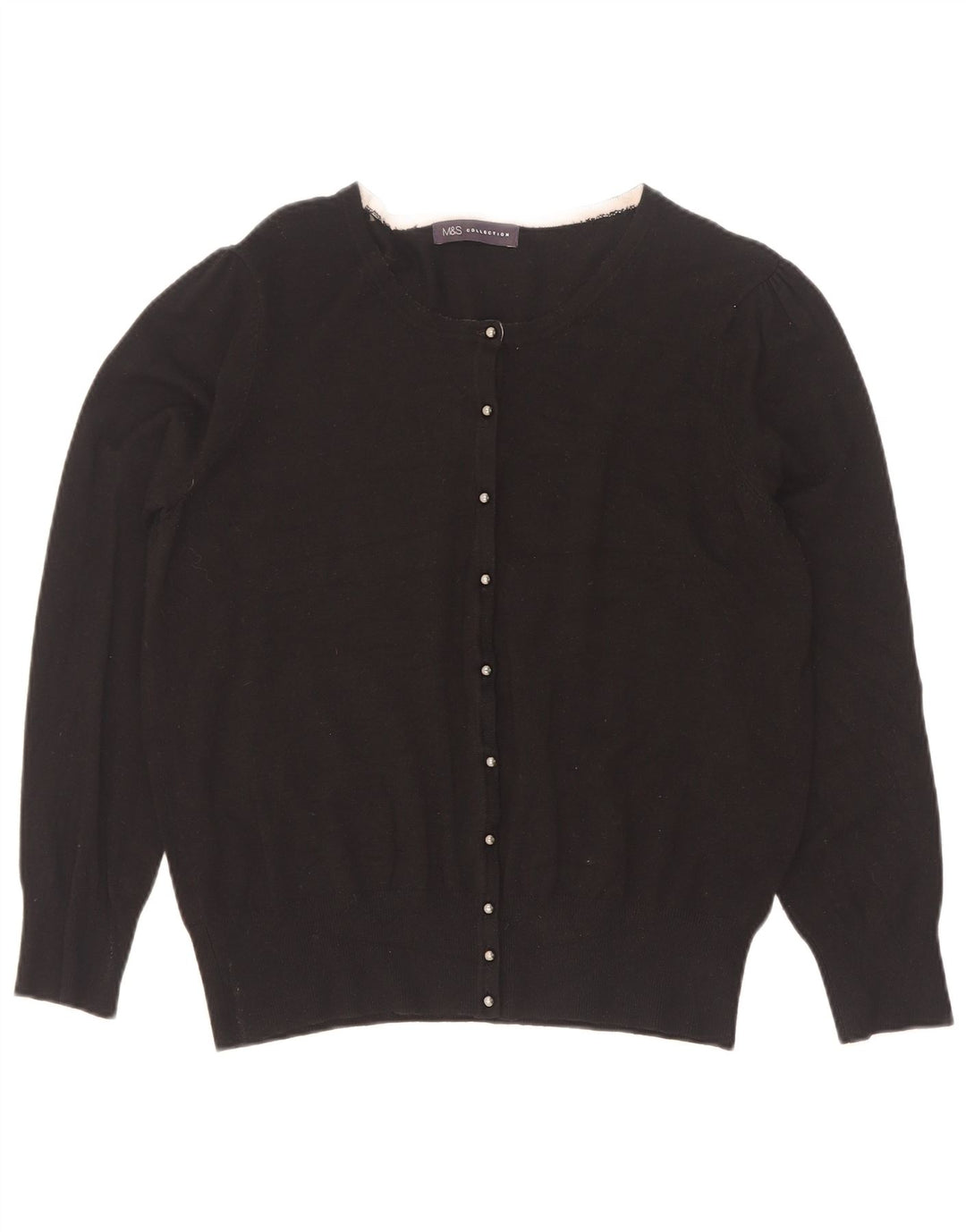 Suéter cardigã feminino Marks & Spencer Reino Unido 16 grande viscose preta