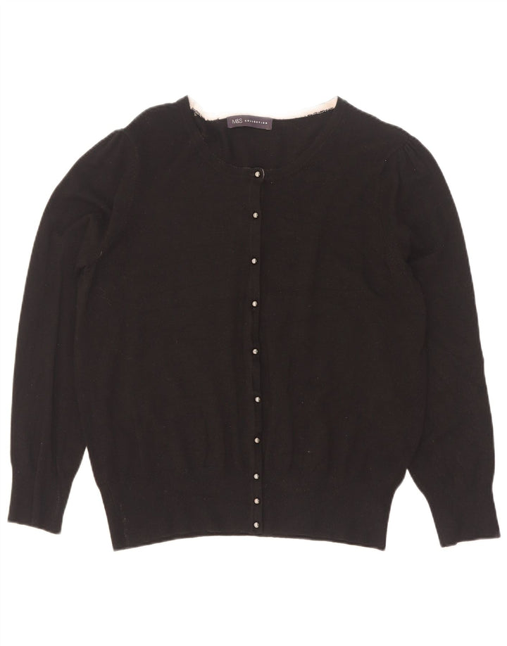 Suéter cardigã feminino Marks & Spencer Reino Unido 16 grande viscose preta