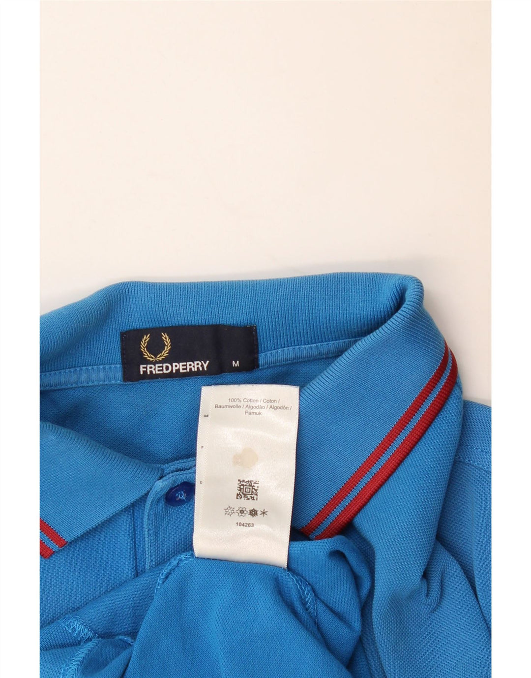 Camisa polo masculina Fred Perry de algodão listrado azul médio