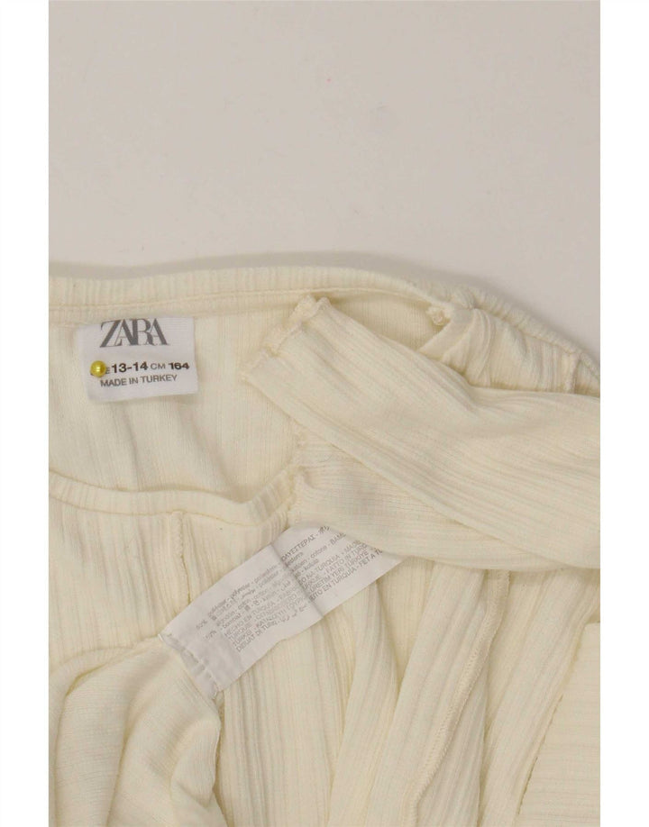 Zara Meninas Top Manga Comprida 13-14 Anos Poliéster Branco