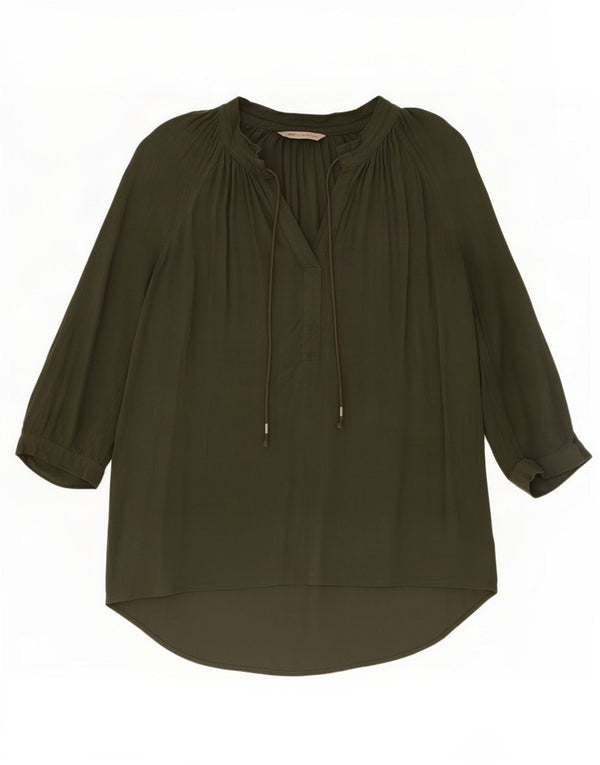 Túnica feminina Marks & Spencer manga 3/4 UK 8 pequena viscose verde