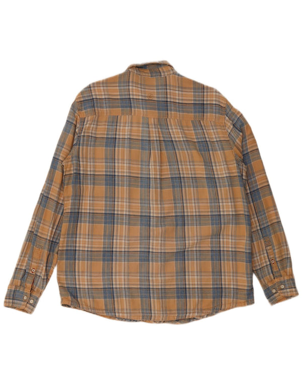 Camisa masculina de flanela Fat Face Indigo Regular Fit grande algodão xadrez bege