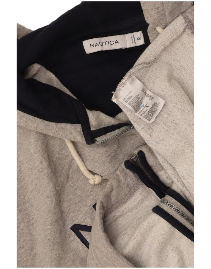 Suéter masculino NAUTICA com capuz e zíper gráfico 2XL algodão cinza