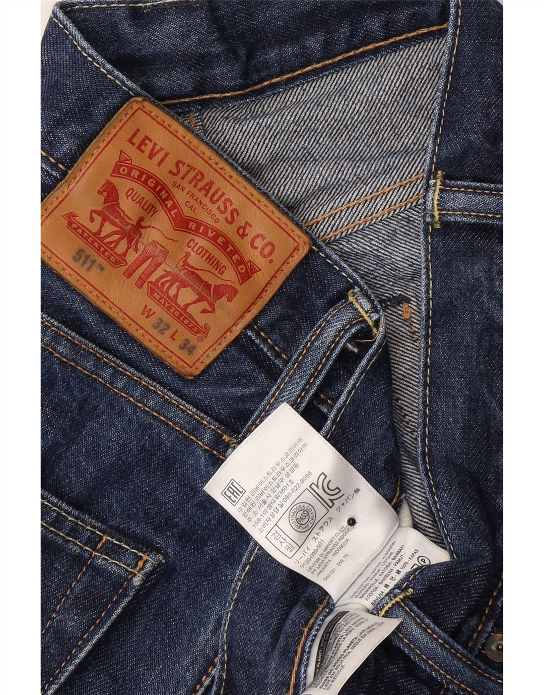LEVI'S Mens 511 Slim Jeans W32 L32 Blue Cotton Vintage Levi's and Second-Hand Levi's from Messina Hembry 