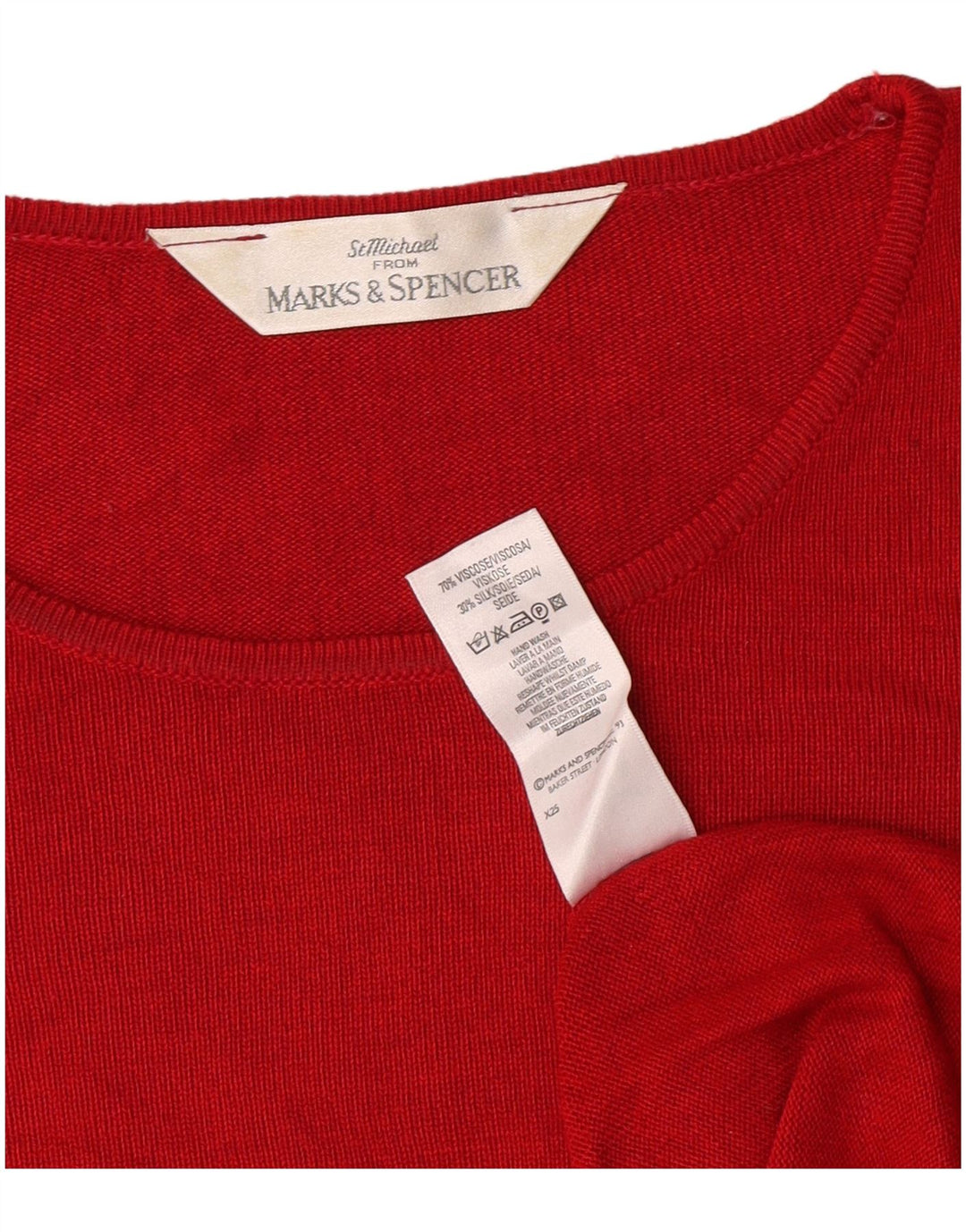 Camiseta feminina Marks & Spencer UK 14 grande viscose vermelha