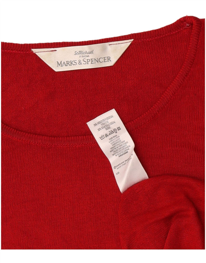 Camiseta feminina Marks & Spencer UK 14 grande viscose vermelha
