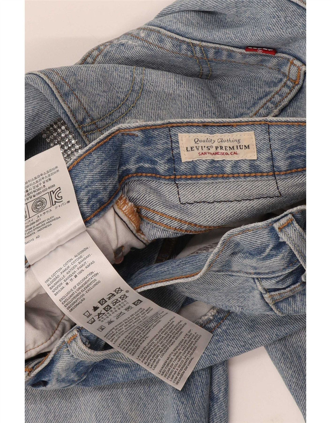 Calça Jeans Levis Feminina 501 Distressed Straight W29 L28 Azul Algodão