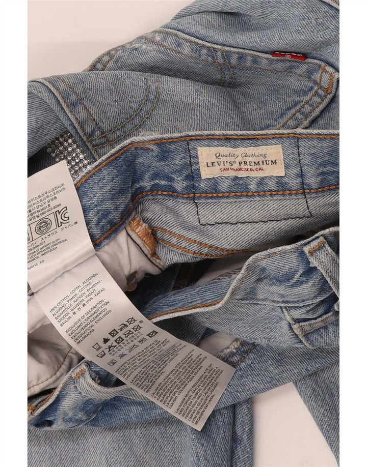 Calça Jeans Levis Feminina 501 Distressed Straight W29 L28 Azul Algodão