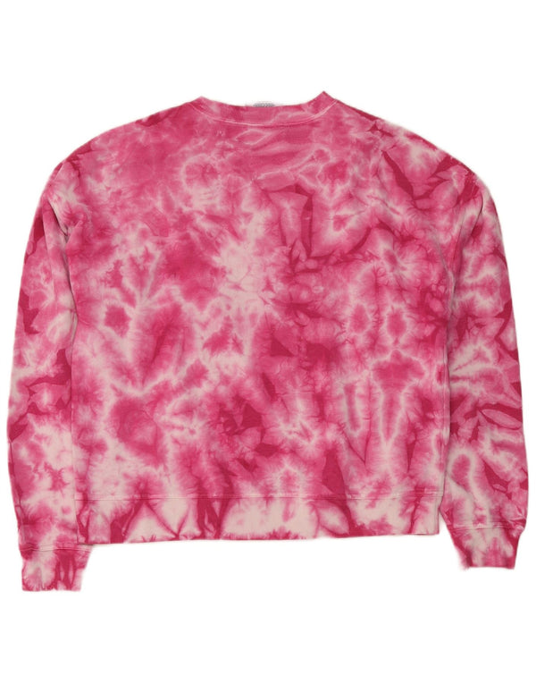 Champion feminino oversized moletom jumper UK 14 médio rosa tie-dye