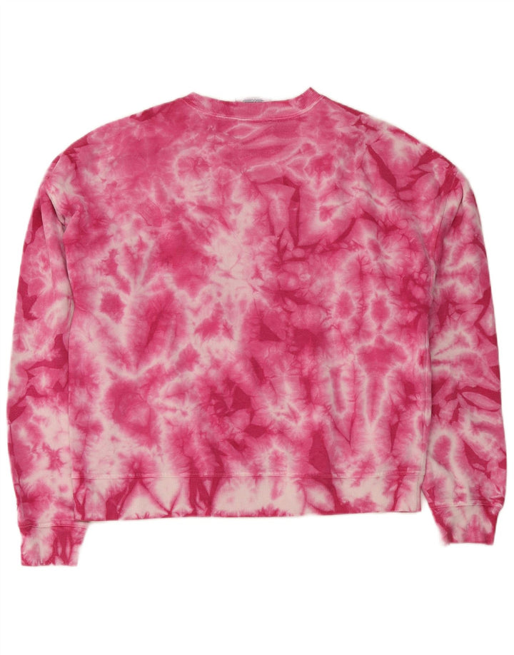 Champion feminino oversized moletom jumper UK 14 médio rosa tie-dye