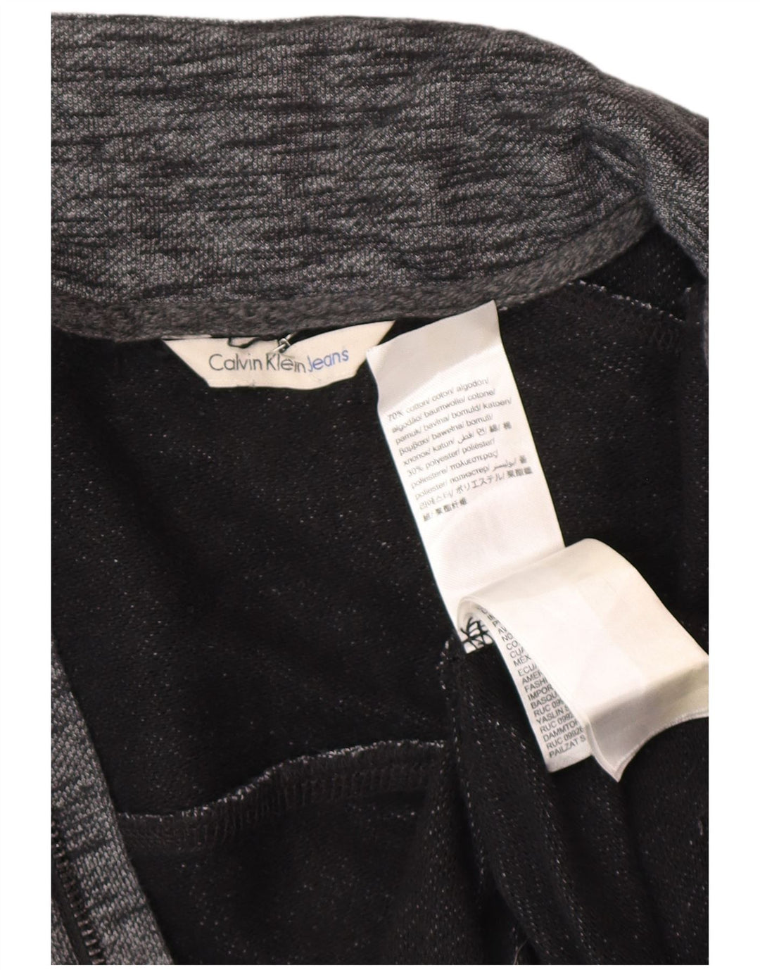 CALVIN KLEIN JEANS Jaqueta masculina de agasalho grande algodão manchado cinza