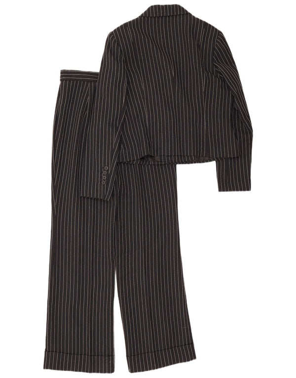Terno feminino vintage de 2 peças Reino Unido 12 médio W28 L30 listrado preto