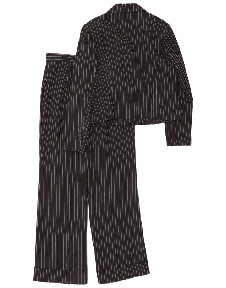 Terno feminino vintage de 2 peças Reino Unido 12 médio W28 L30 listrado preto