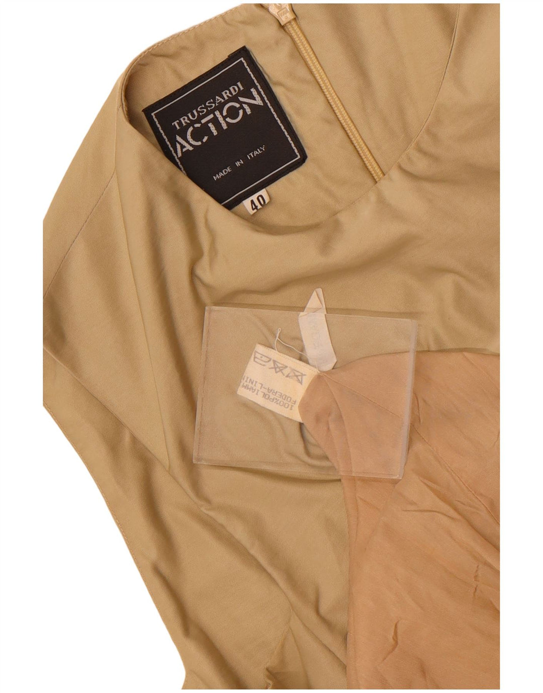 Vestido bainha feminino Trussardi sem mangas IT 40 pequeno bege poliamida