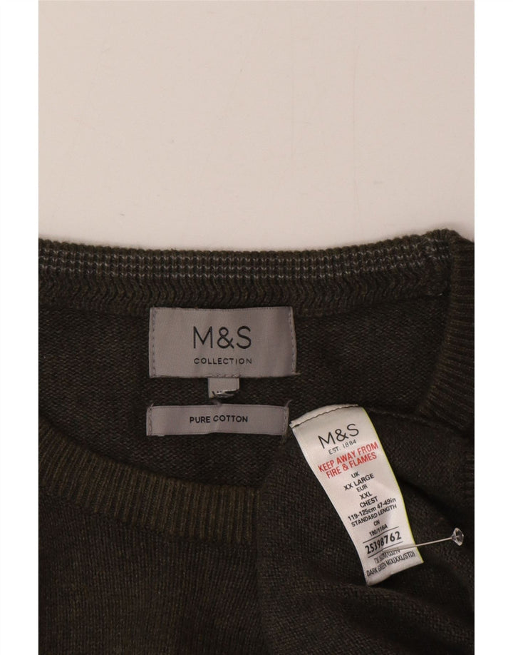 Suéter masculino Marks & Spencer com gola redonda 2XL algodão verde