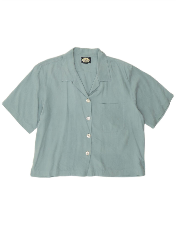 Camisa de manga curta feminina Tommy Bahama Reino Unido 12 espinha de peixe turquesa média