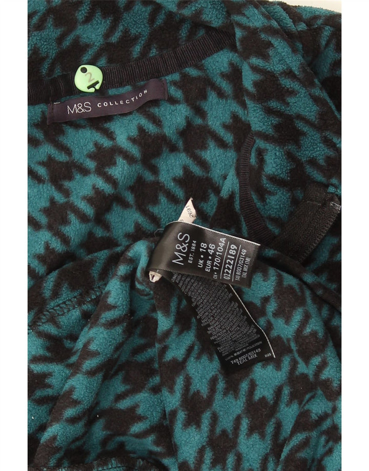Jaqueta de lã feminina Marks & Spencer UK 18 XL turquesa Houndstooth