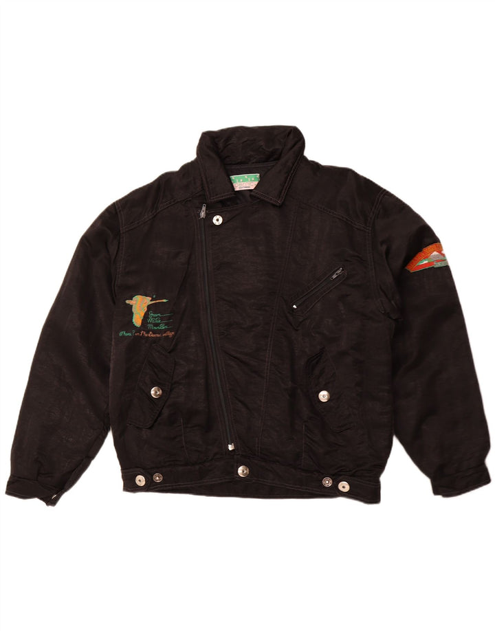 Jaqueta bomber masculina DERNIC Alaska Naval Base Graphic UK 40 grande preta anos 80