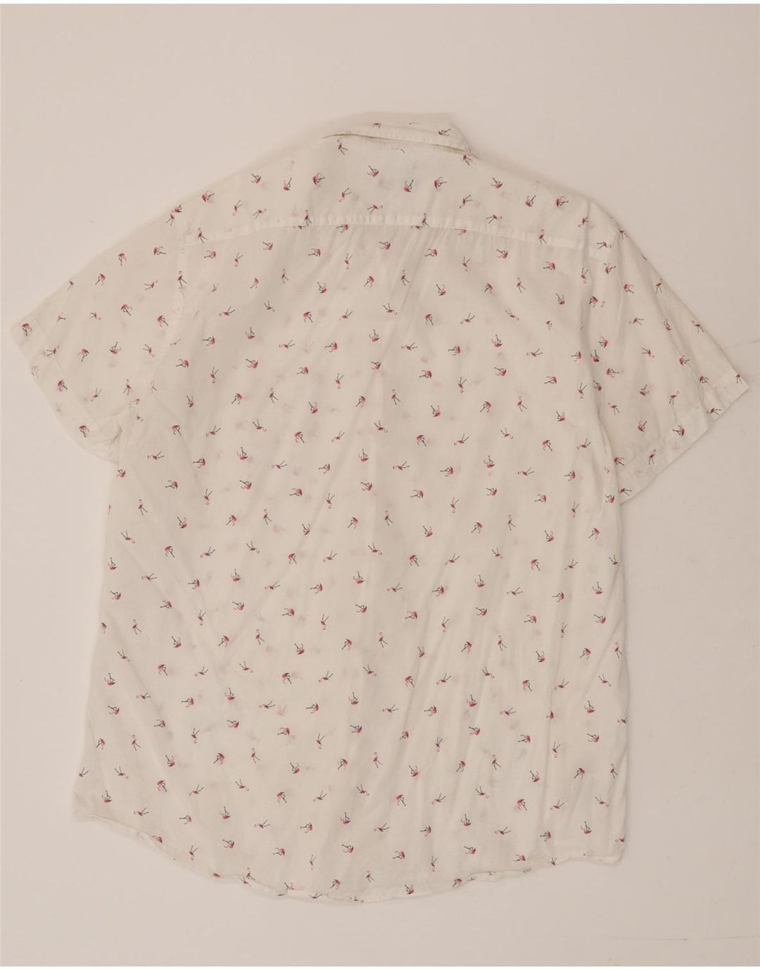 Camisa masculina de manga curta Benetton XL algodão manchado branco