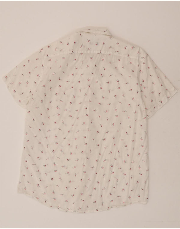 Camisa masculina de manga curta Benetton XL algodão manchado branco