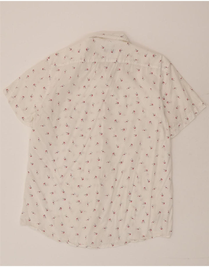 Camisa masculina de manga curta Benetton XL algodão manchado branco