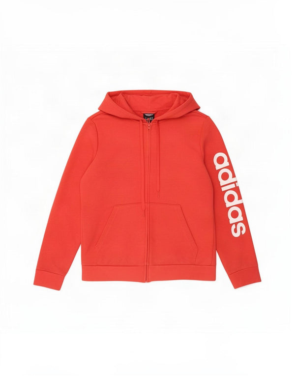 Suéter feminino Adidas com capuz e zíper gráfico UK 14 grande algodão vermelho