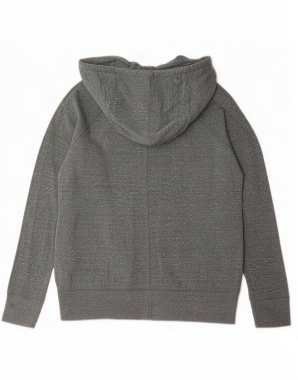 Suéter Nike feminino com capuz e zíper UK 14 algodão manchado cinza médio