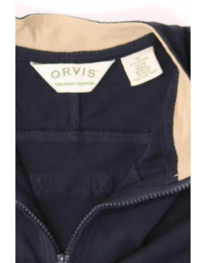 Orvis Camiseta masculina com zíper 1/4 Top médio algodão azul marinho