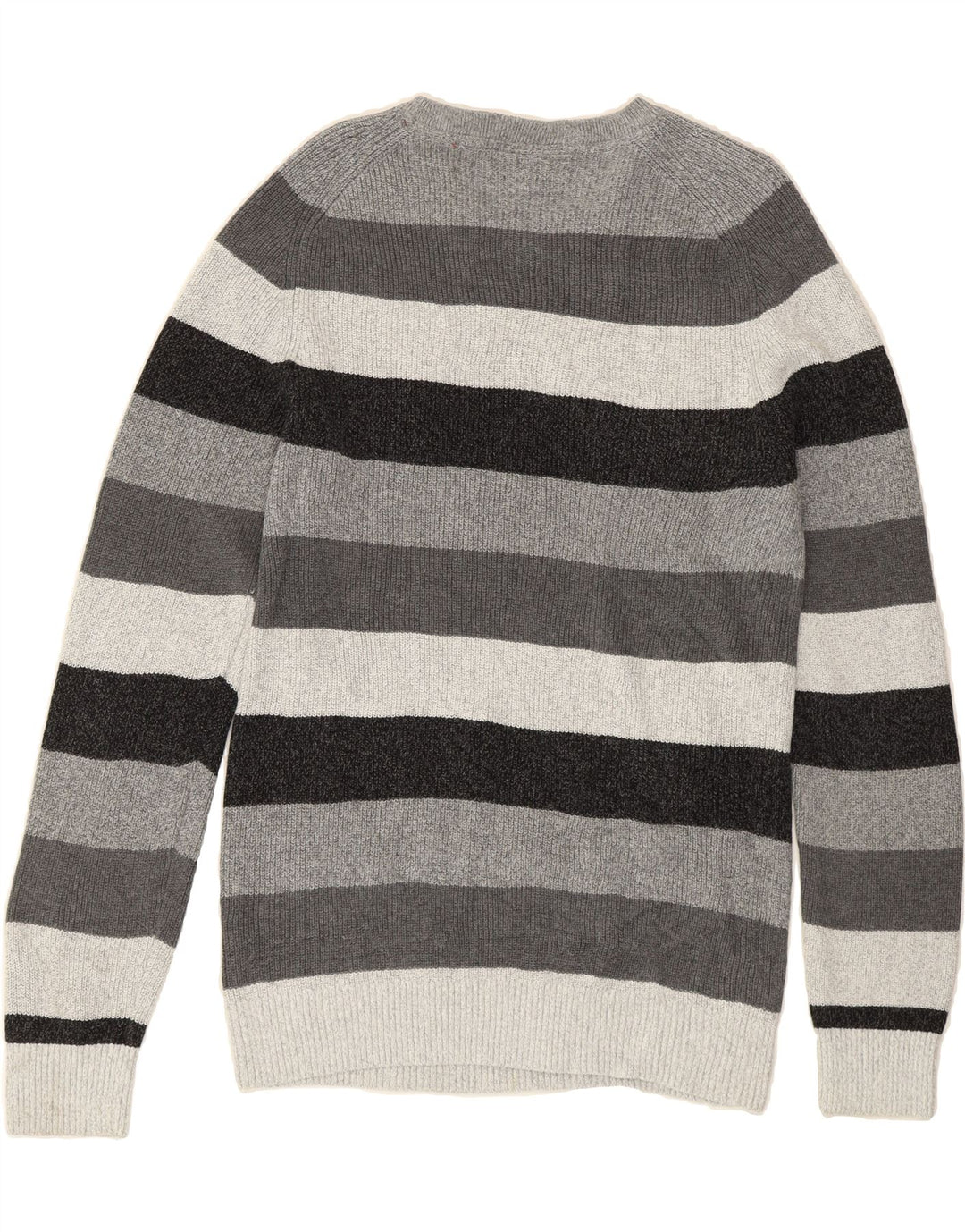 IZOD Mens Crew Neck Jumper Sweater Large Grey Striped Cotton Vintage Izod and Second-Hand Izod from Messina Hembry 