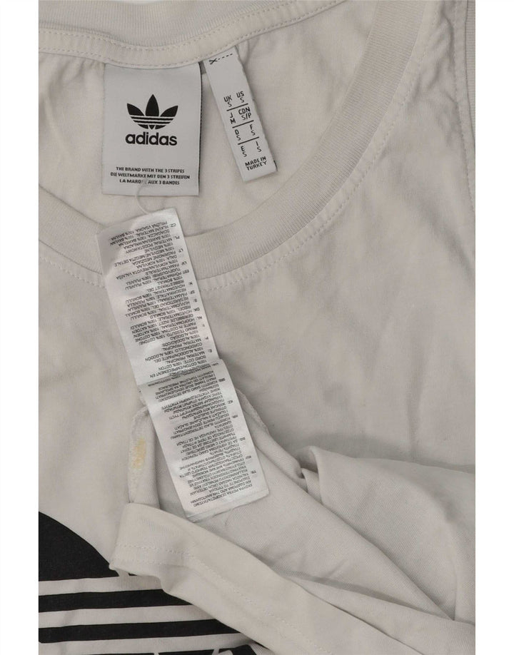 Adidas Womens Graphic Vest Top UK 10 Pequeno Algodão Branco