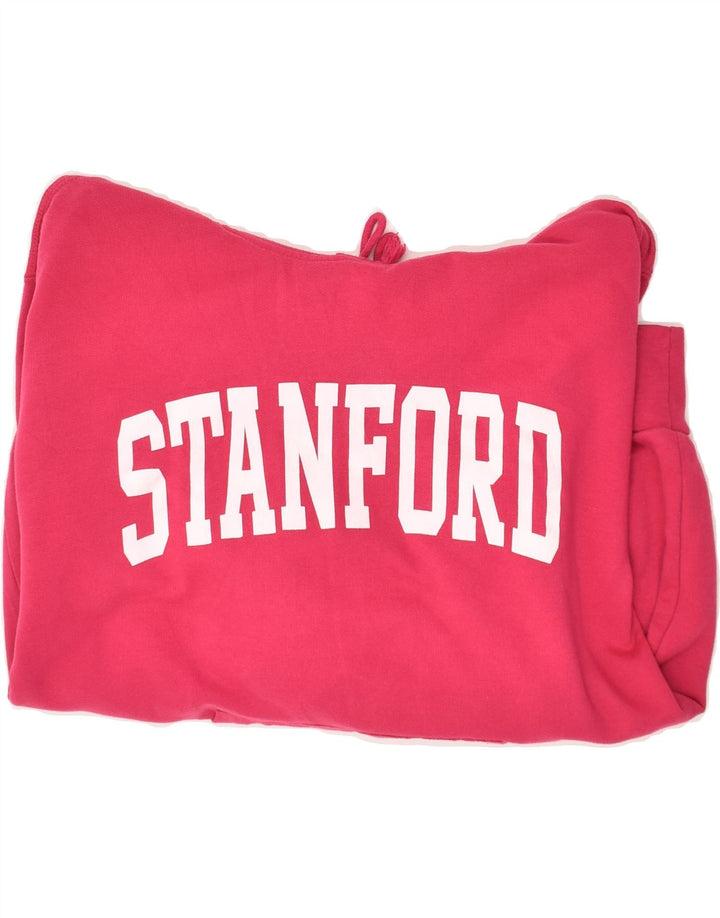 VINTAGE Mens Stanford Graphic Hoodie Jumper Large Pink Cotton Vintage Vintage and Second-Hand Vintage from Messina Hembry 