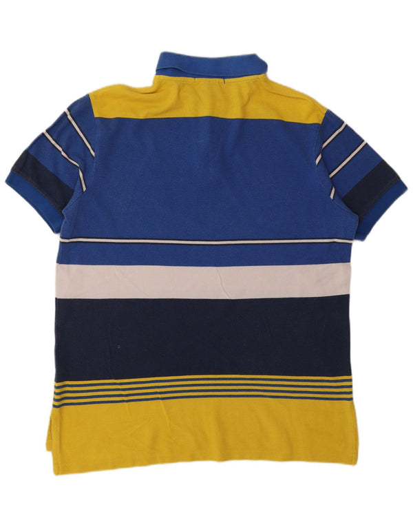 Camisa polo masculina Polo Ralph Lauren com ajuste personalizado grande algodão colorblock azul