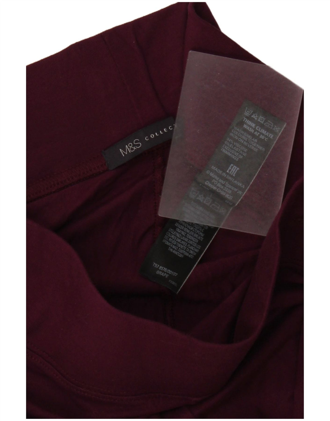 Leggings femininas Marks & Spencer Reino Unido 10 pequenas viscose cor de vinho