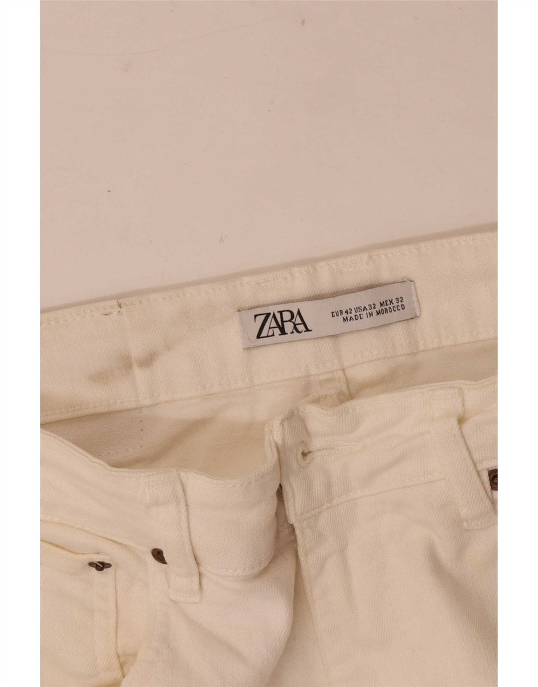 Zara Mens Denim Shorts EU 42 Grande W32 Off White